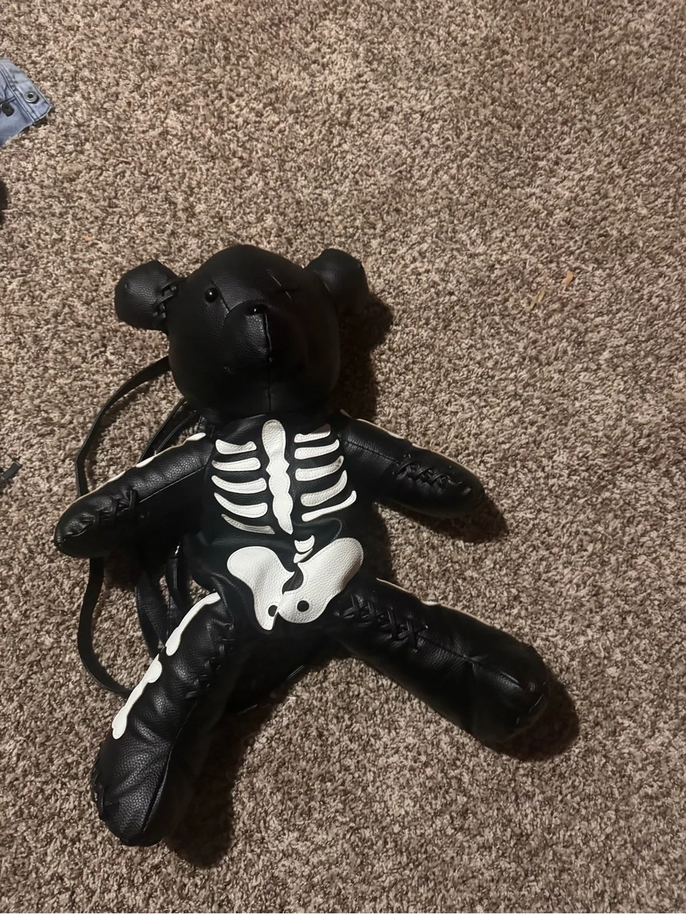 Black Teddy Bear Skeleton Backpack
